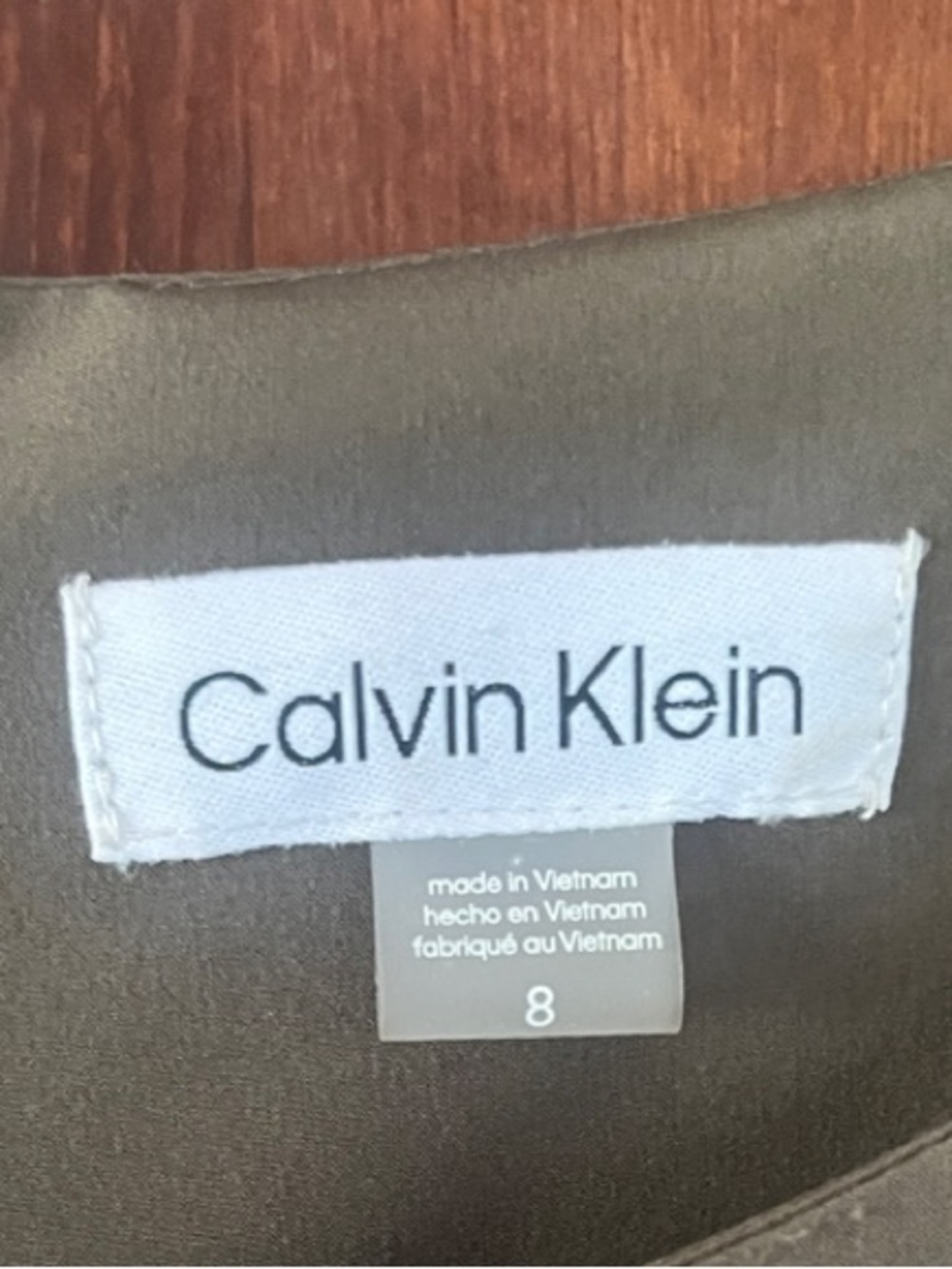 Calvin Klein Olive Jumpsuit with Flutter Sleeves and Tie Waist - Picture 2 of 3
